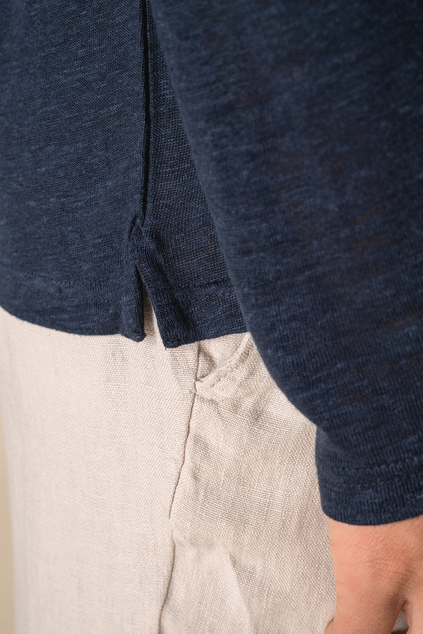 Spasso SP202 - Men’s Long Sleeve Linen Polo Shirt