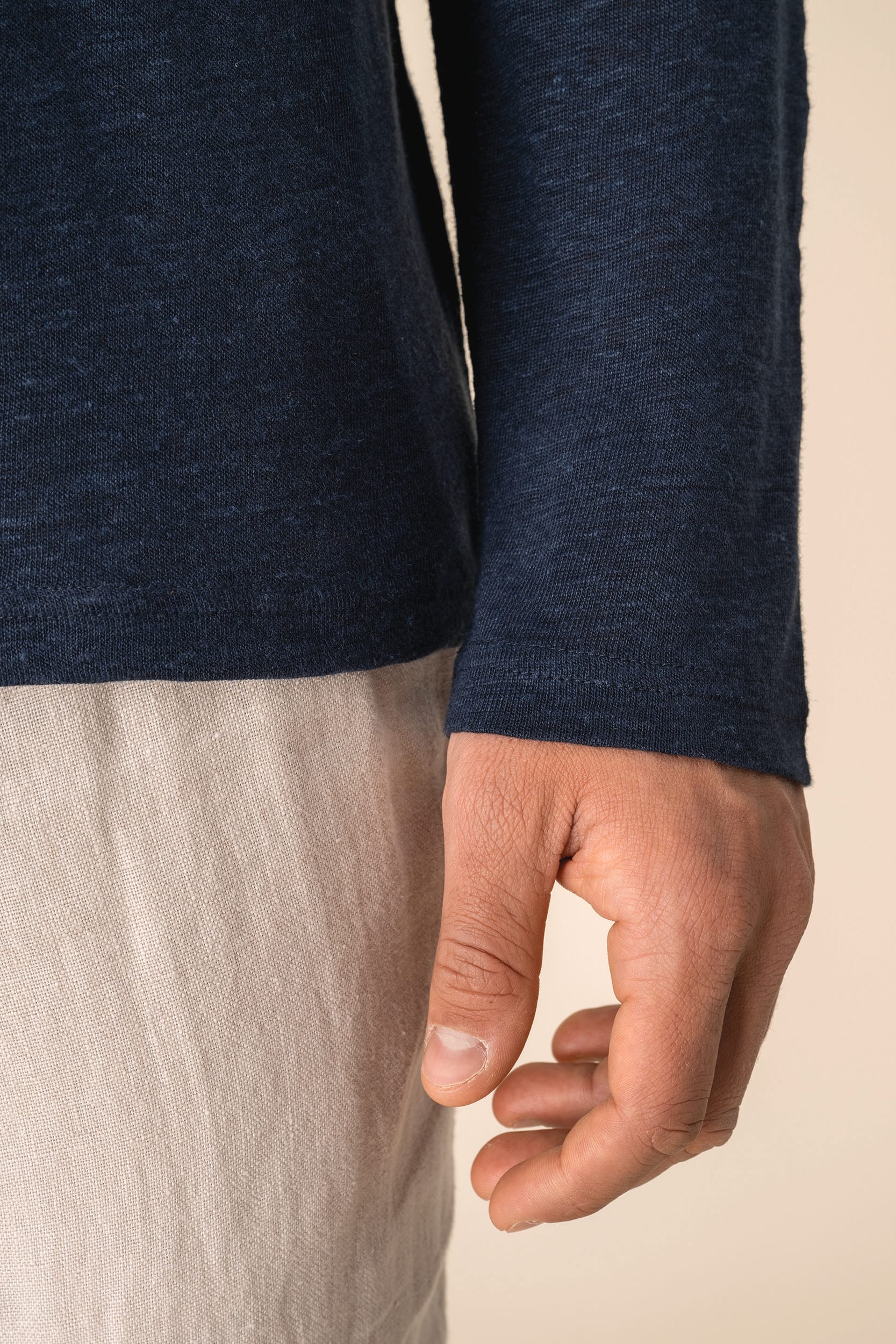 Spasso SP202 - Men’s Long Sleeve Linen Polo Shirt