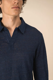 Spasso SP202 - Men’s Long Sleeve Linen Polo Shirt