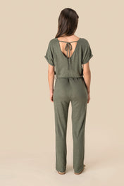 Spasso SP5004 - Ladie's Linen Knit Short-sleeved Jumpsuit
