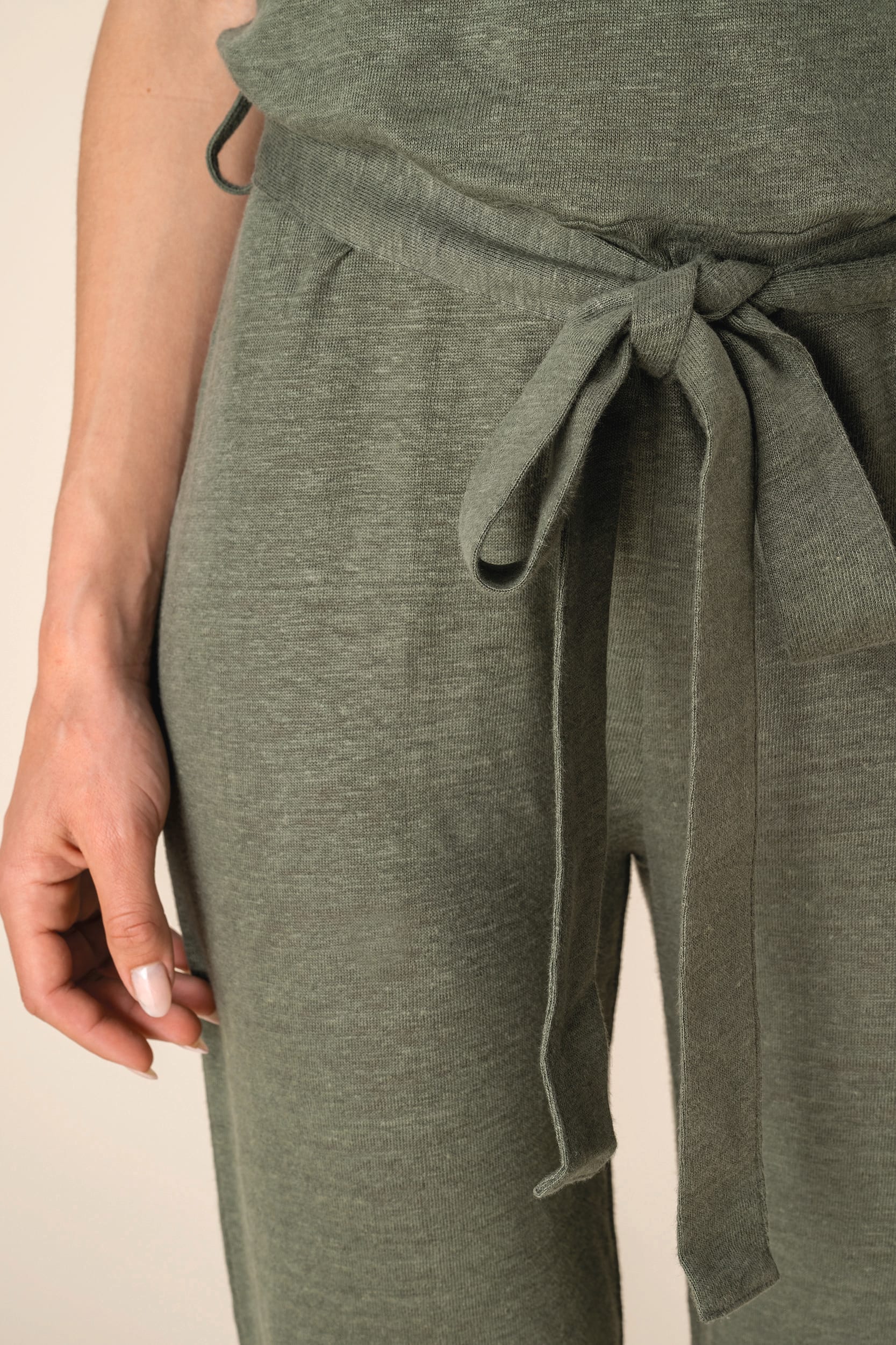 Spasso SP5004 - Ladie's Linen Knit Short-sleeved Jumpsuit