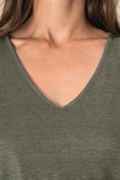 Spasso SP5004 - Ladie's Linen Knit Short-sleeved Jumpsuit