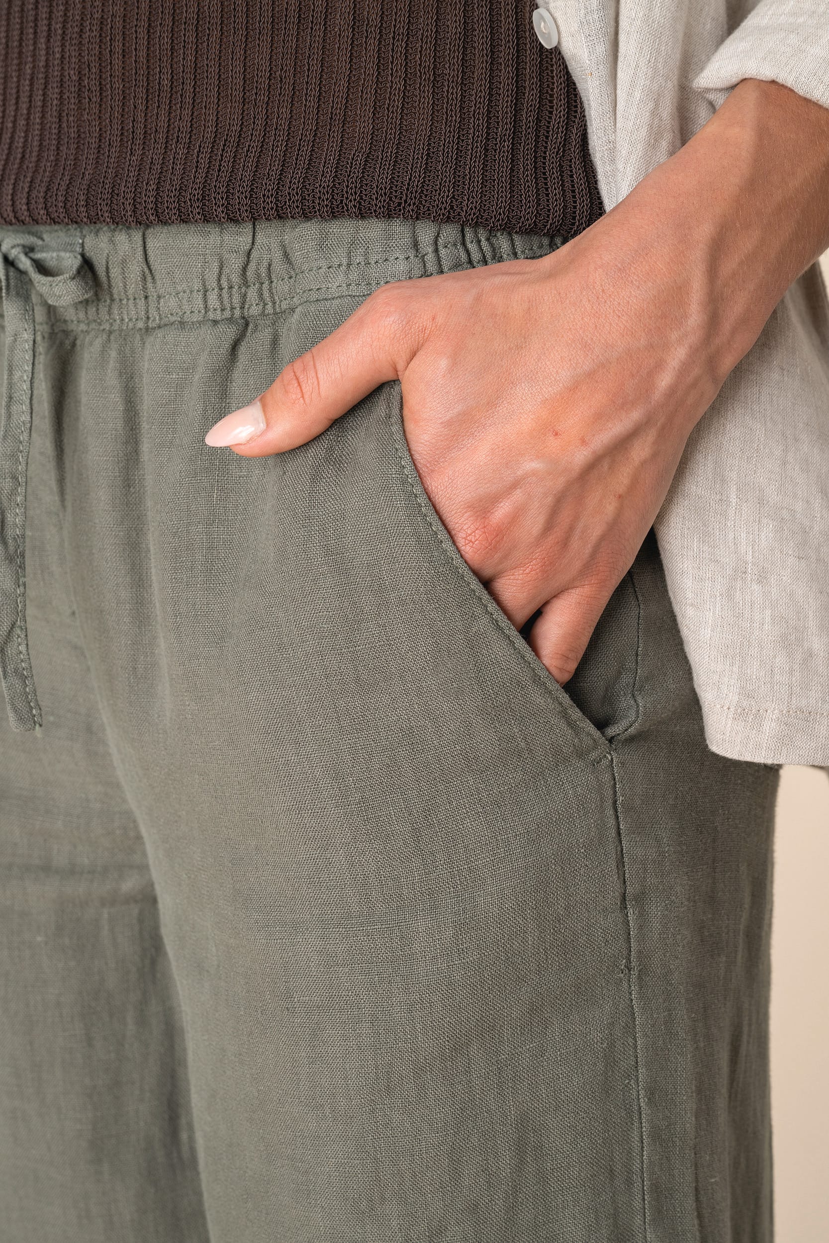 Spasso SP733 - Ladies' Linen Washed Effect Trousers