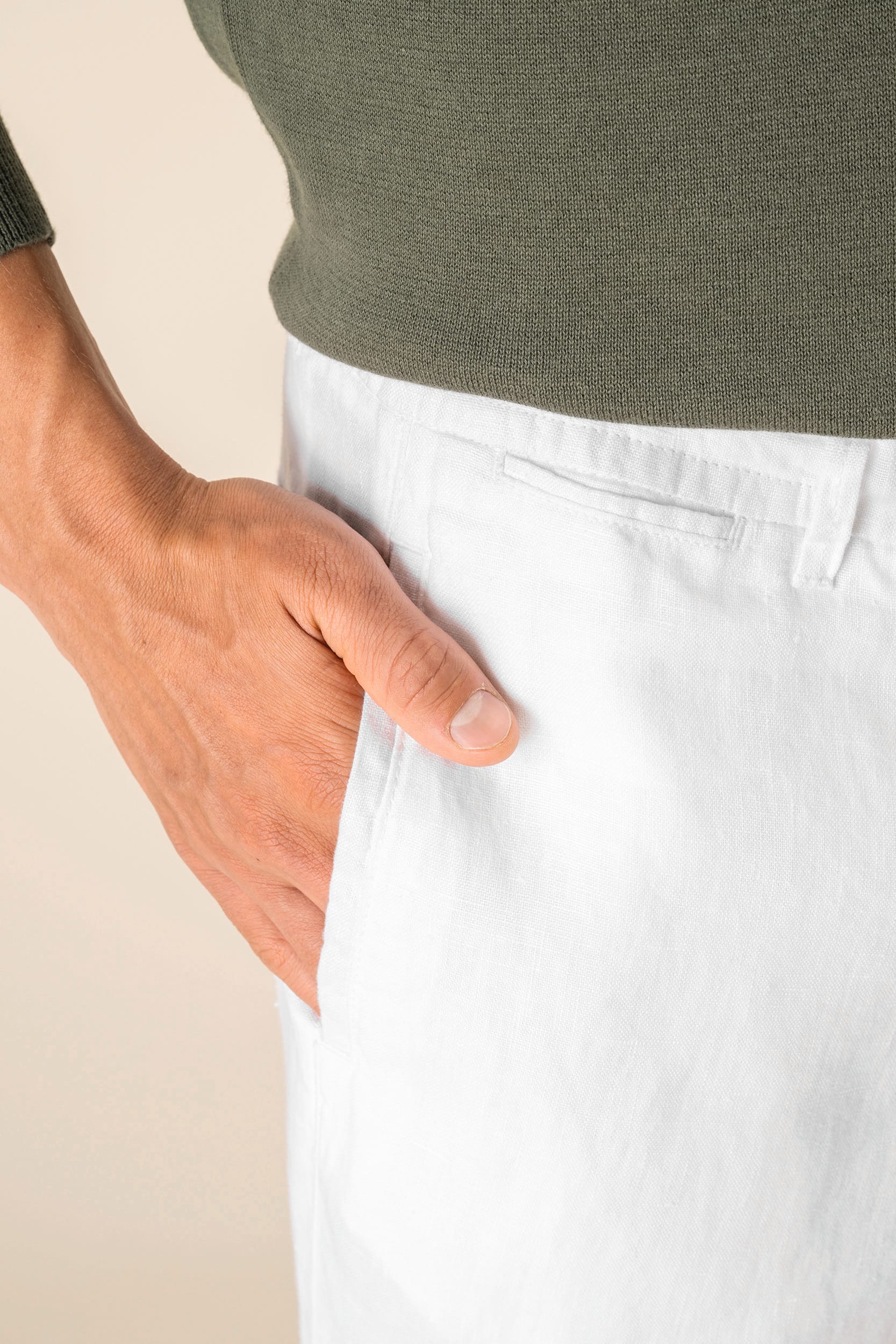 Spasso SP732 - Men's Linen Washed Effect Trousers