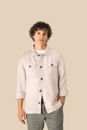 Spasso SP516 - Men's Linen Washed Effect Overshirt