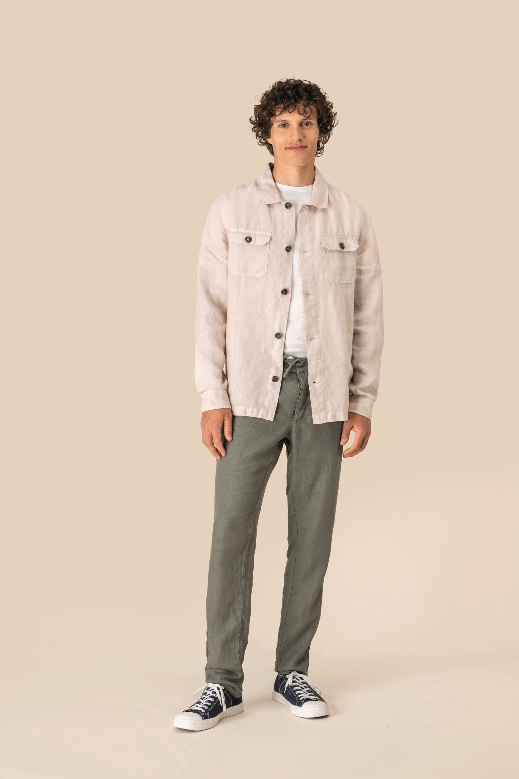 Spasso SP516 - Men's Linen Washed Effect Overshirt