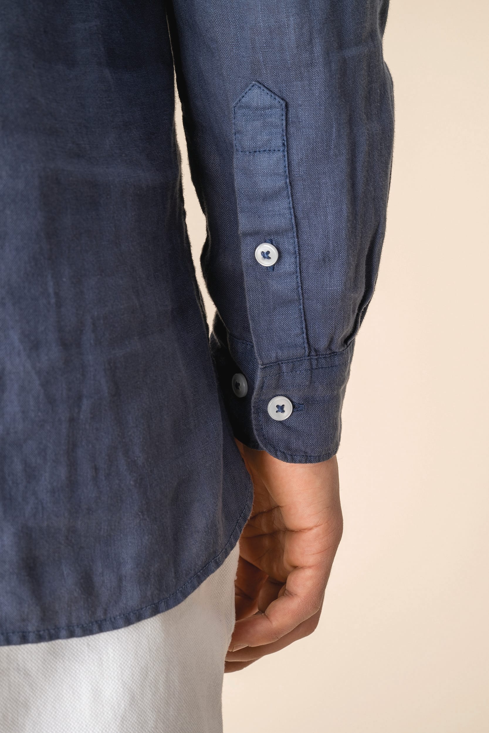 Spasso SP507 - Men's Linen Washed Effect  Mao Collar Shirt