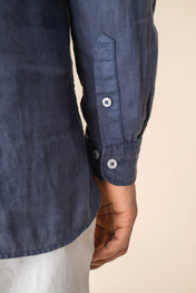 Spasso SP507 - Men's Linen Washed Effect  Mao Collar Shirt