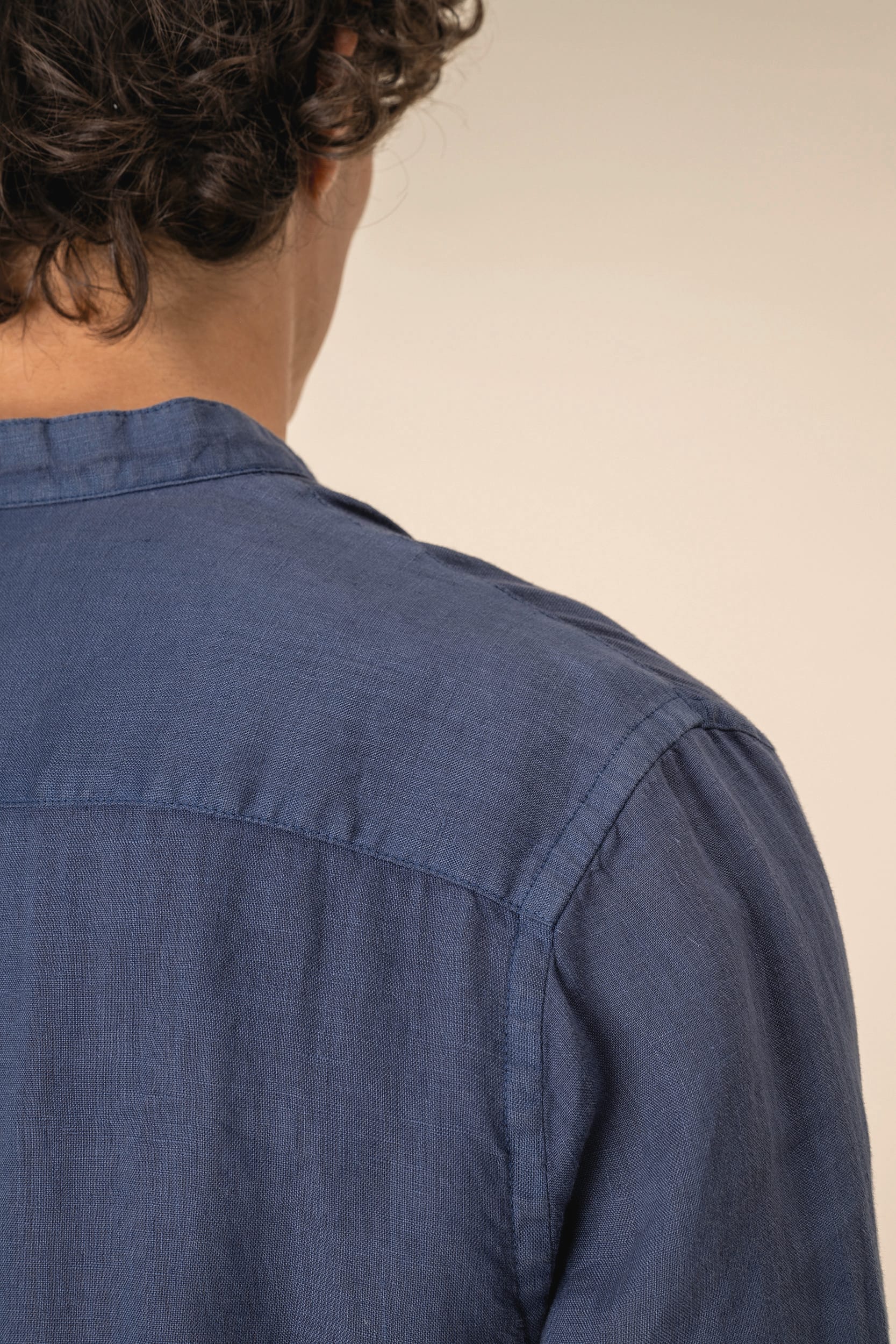 Spasso SP507 - Men's Linen Washed Effect  Mao Collar Shirt