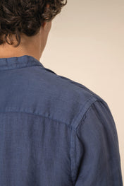 Spasso SP507 - Men's Linen Washed Effect  Mao Collar Shirt