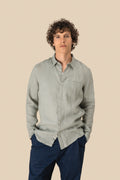 Camisa de lino tejido para hombre con bolsillo en el pecho | Spasso - SP504