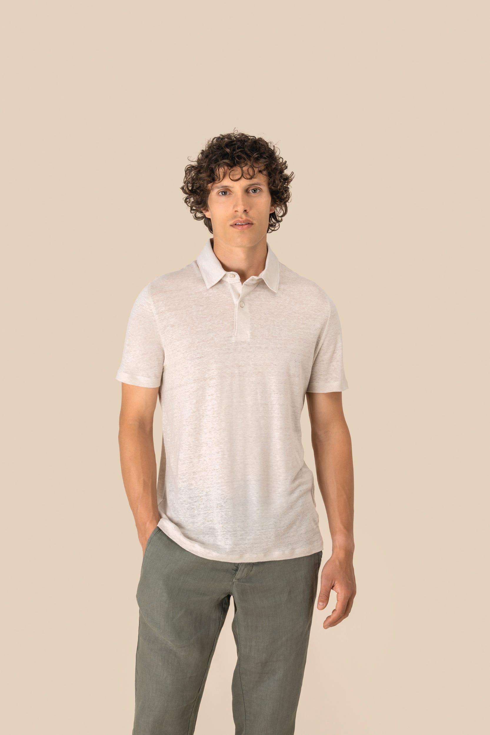Spasso SP217 - Men's Knitted Linen Polo Shirt