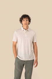 Spasso SP217 - Men's Knitted Linen Polo Shirt