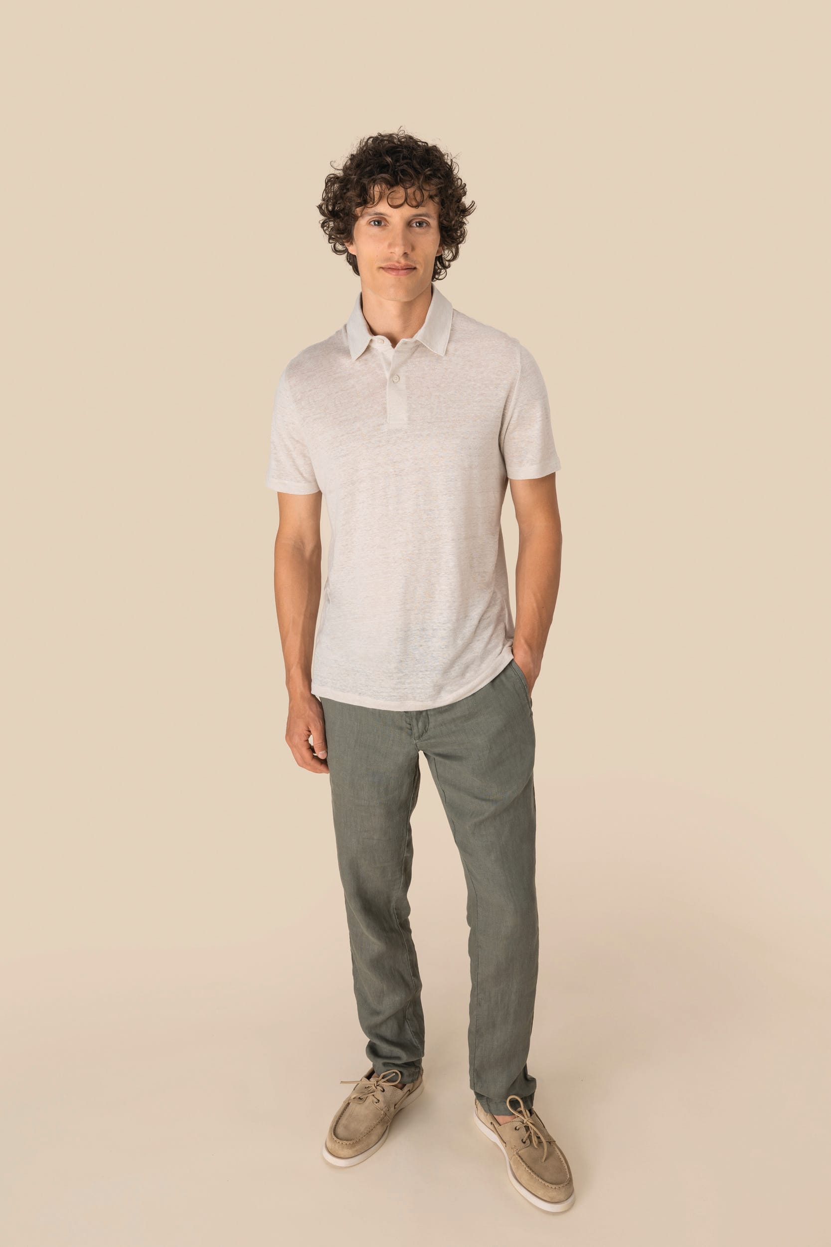 Spasso SP217 - Men's Knitted Linen Polo Shirt