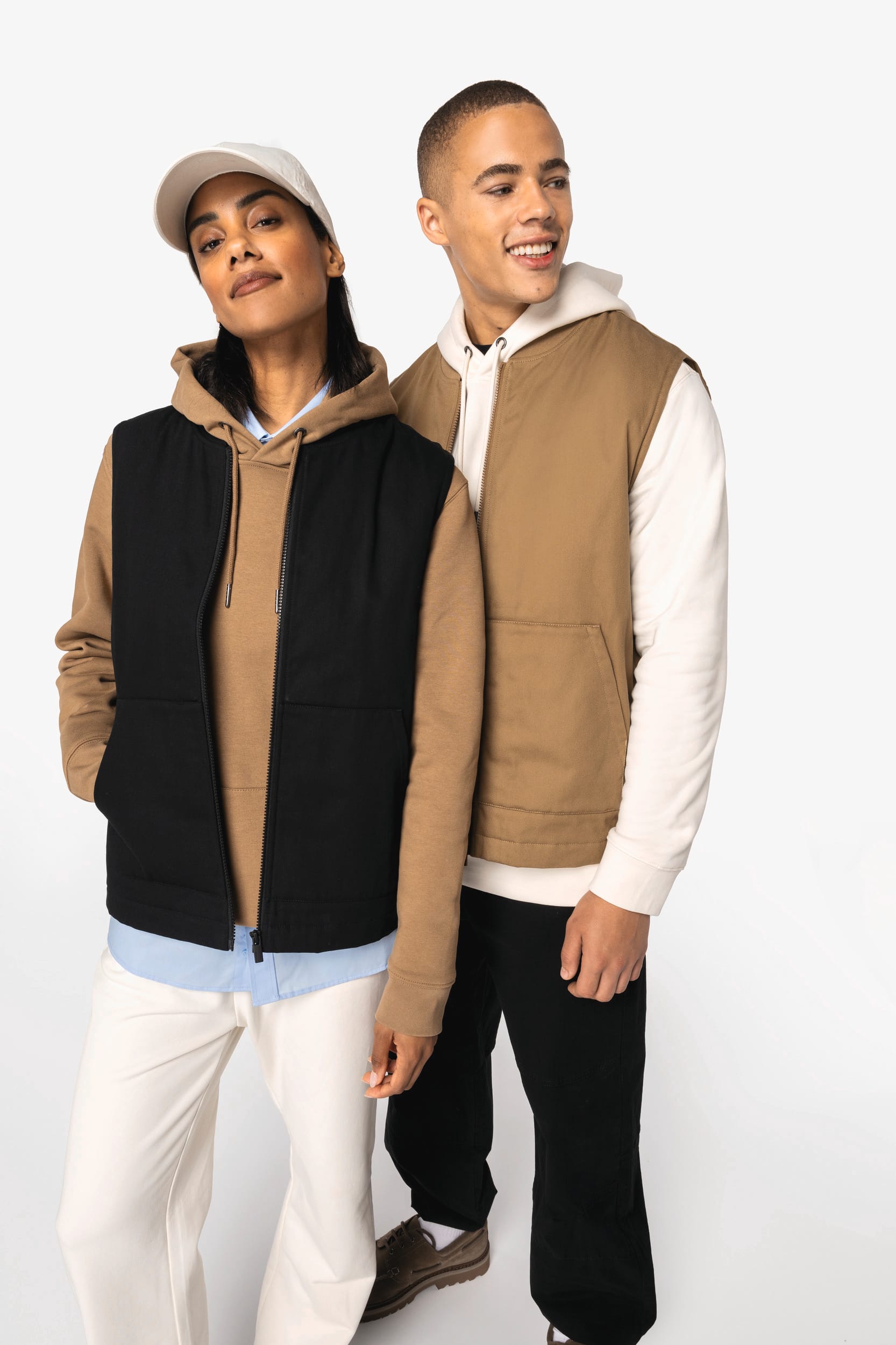 Native Spirit NS623 - Eco-friendly Unisex Padded Twill Bodywarmer With Teddy Collar