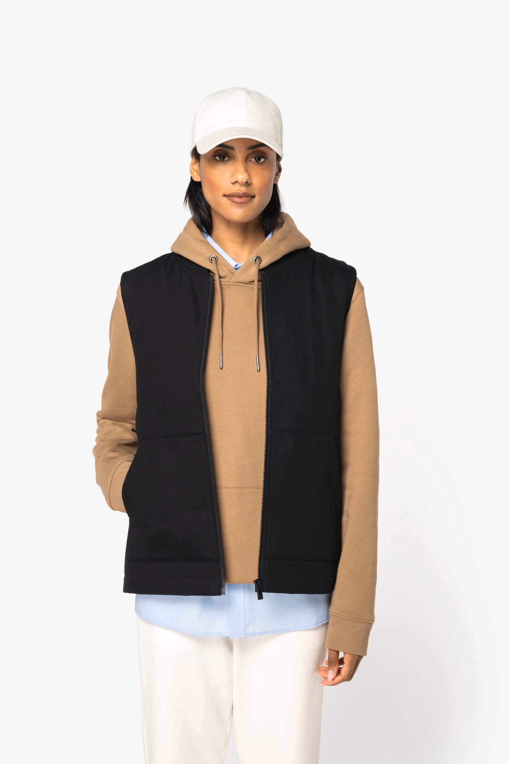 Native Spirit NS623 - Eco-friendly Unisex Padded Twill Bodywarmer With Teddy Collar