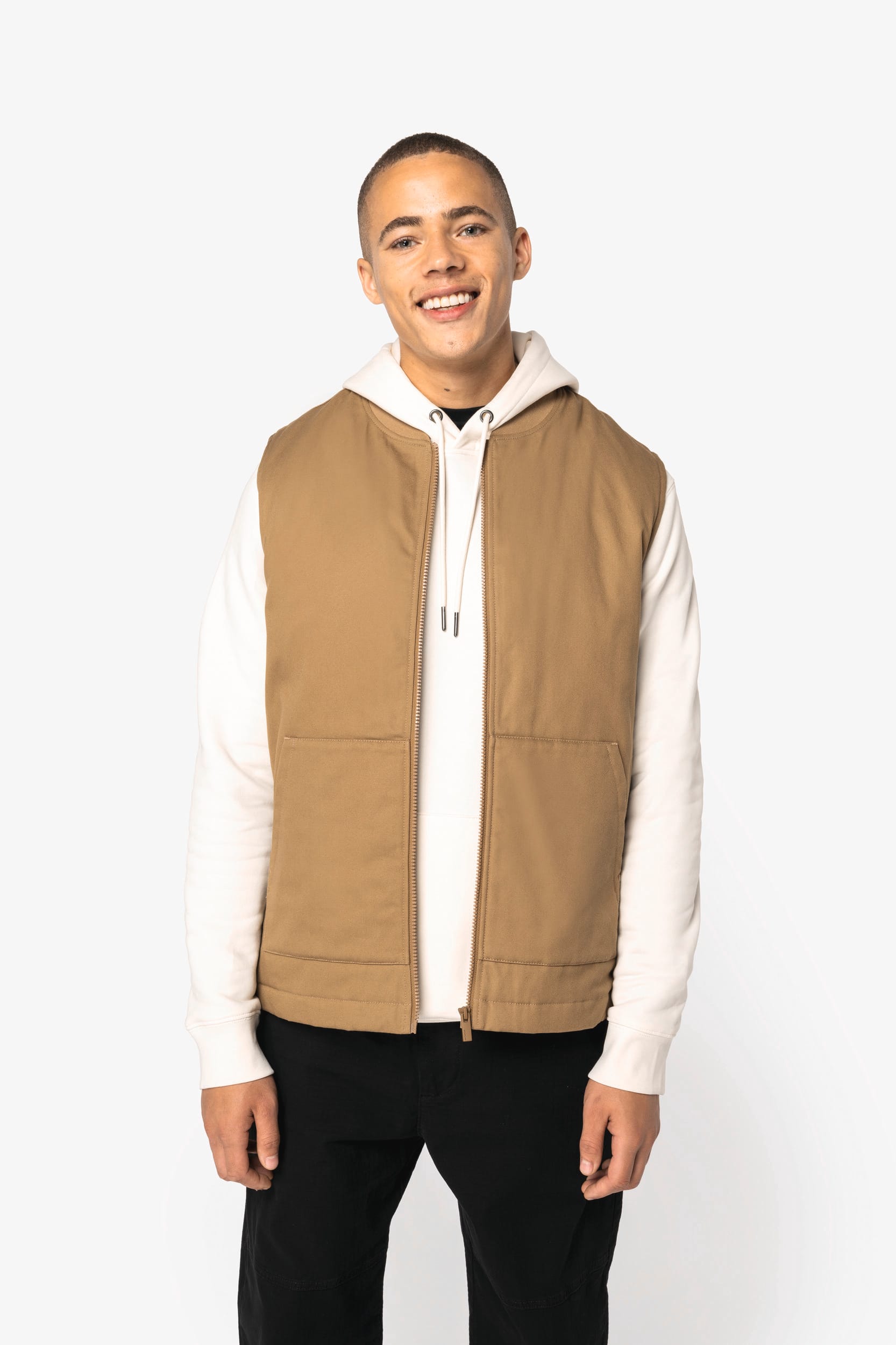 Native Spirit NS623 - Eco-friendly Unisex Padded Twill Bodywarmer With Teddy Collar