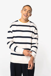 Native Spirit NS450 - Eco-friendly Unisex Striped Dropped Shoulders Round Neck Sweatshirt
