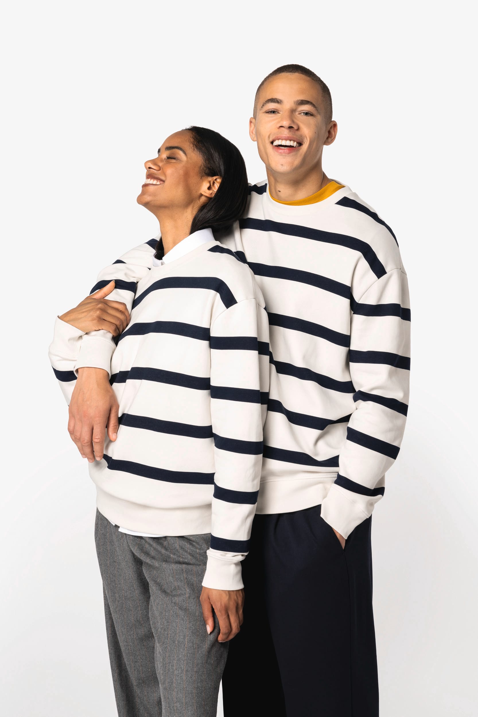 Native Spirit NS450 - Eco-friendly Unisex Striped Dropped Shoulders Round Neck Sweatshirt