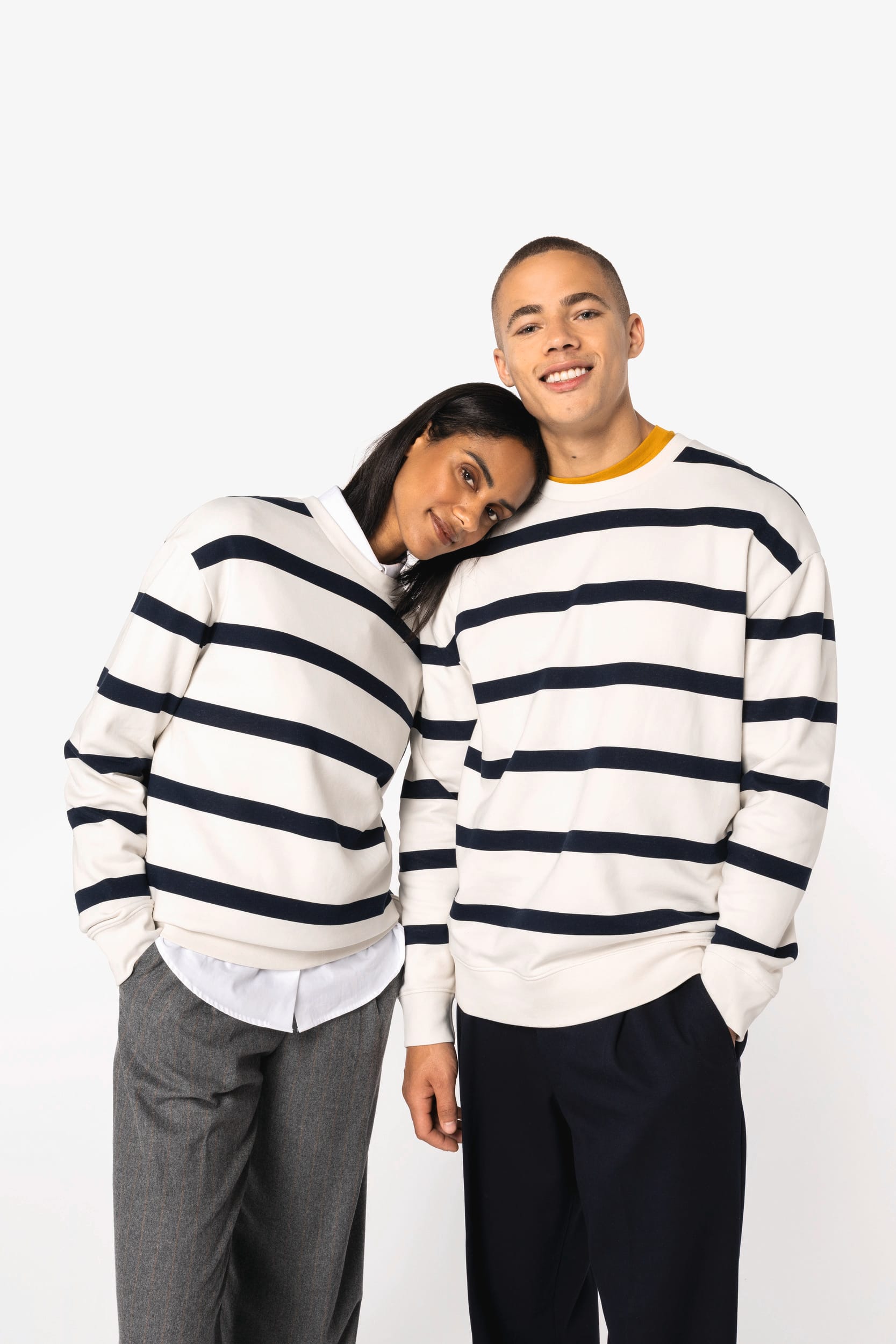 Native Spirit NS450 - Eco-friendly Unisex Striped Dropped Shoulders Round Neck Sweatshirt