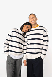 Native Spirit NS450 - Eco-friendly Unisex Striped Dropped Shoulders Round Neck Sweatshirt