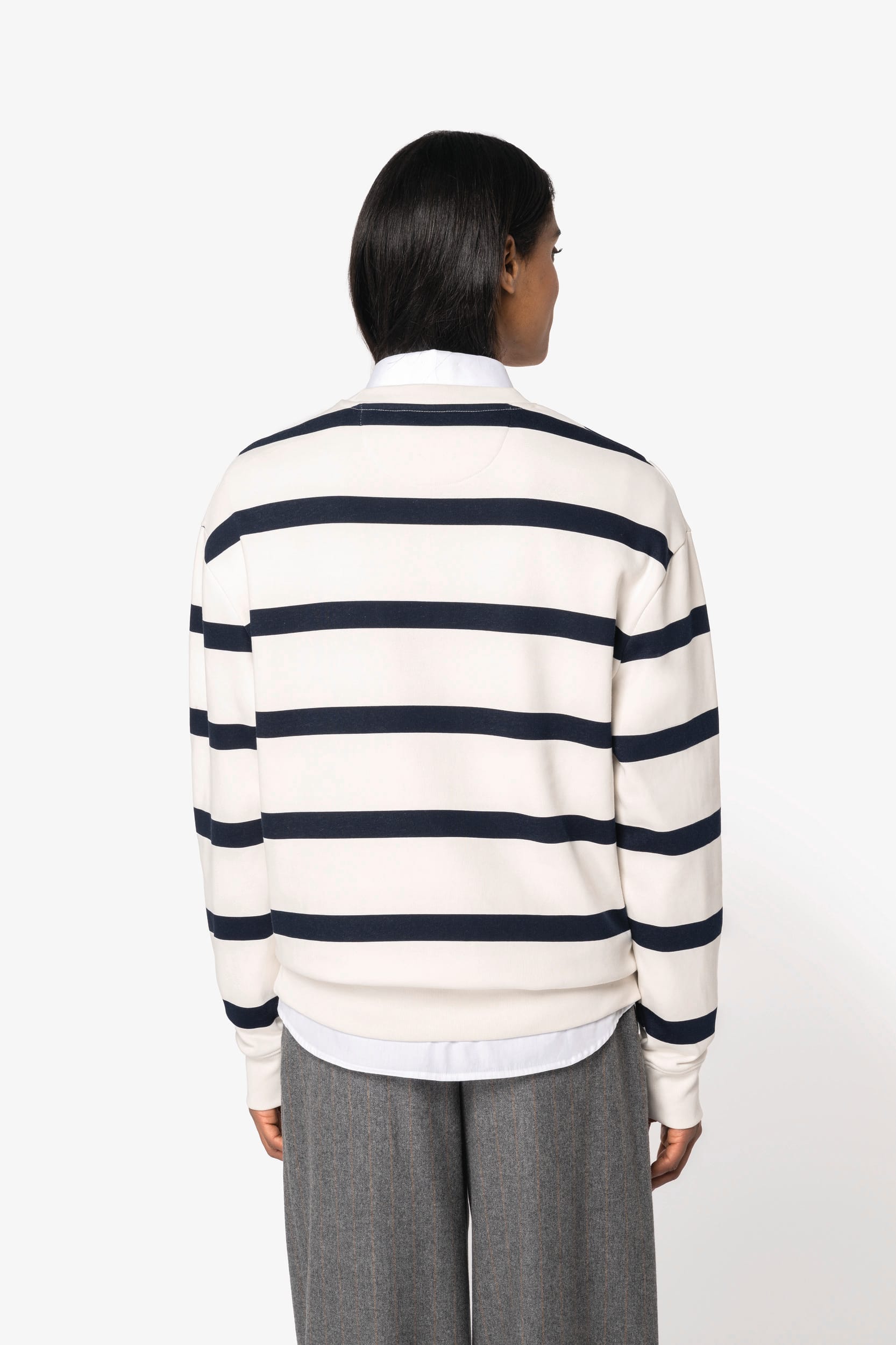 Native Spirit NS450 - Eco-friendly Unisex Striped Dropped Shoulders Round Neck Sweatshirt
