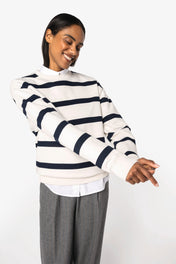 Native Spirit NS450 - Eco-friendly Unisex Striped Dropped Shoulders Round Neck Sweatshirt