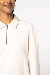 Native Spirit NS432 - Eco-friendly Unisex Dropped Shoulders Quarter Zipper Sweatshirt With Polo Collar