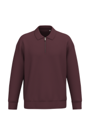 Native Spirit NS432 - Eco-friendly Unisex Dropped Shoulders Quarter Zipper Sweatshirt With Polo Collar