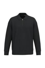 Native Spirit NS432 - Eco-friendly Unisex Dropped Shoulders Quarter Zipper Sweatshirt With Polo Collar