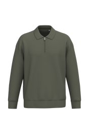 Native Spirit NS432 - Eco-friendly Unisex Dropped Shoulders Quarter Zipper Sweatshirt With Polo Collar