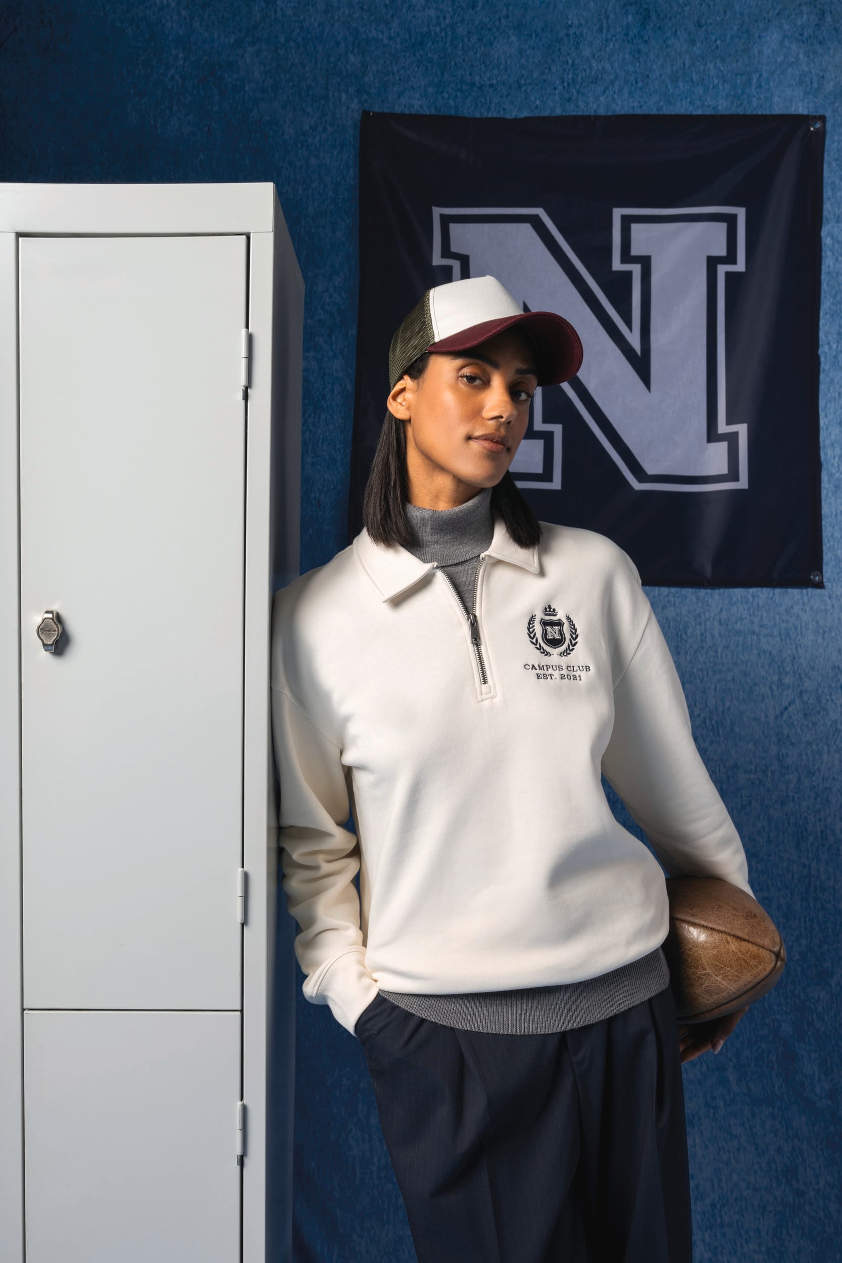 Native Spirit NS432 - Eco-friendly Unisex Dropped Shoulders Quarter Zipper Sweatshirt With Polo Collar