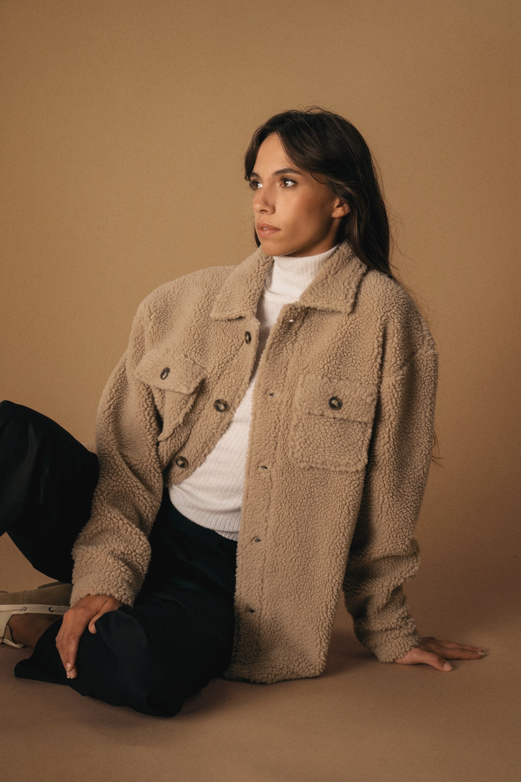 Spasso SP508 - Unisex Sherpa Dropped Shoulders Overshirt