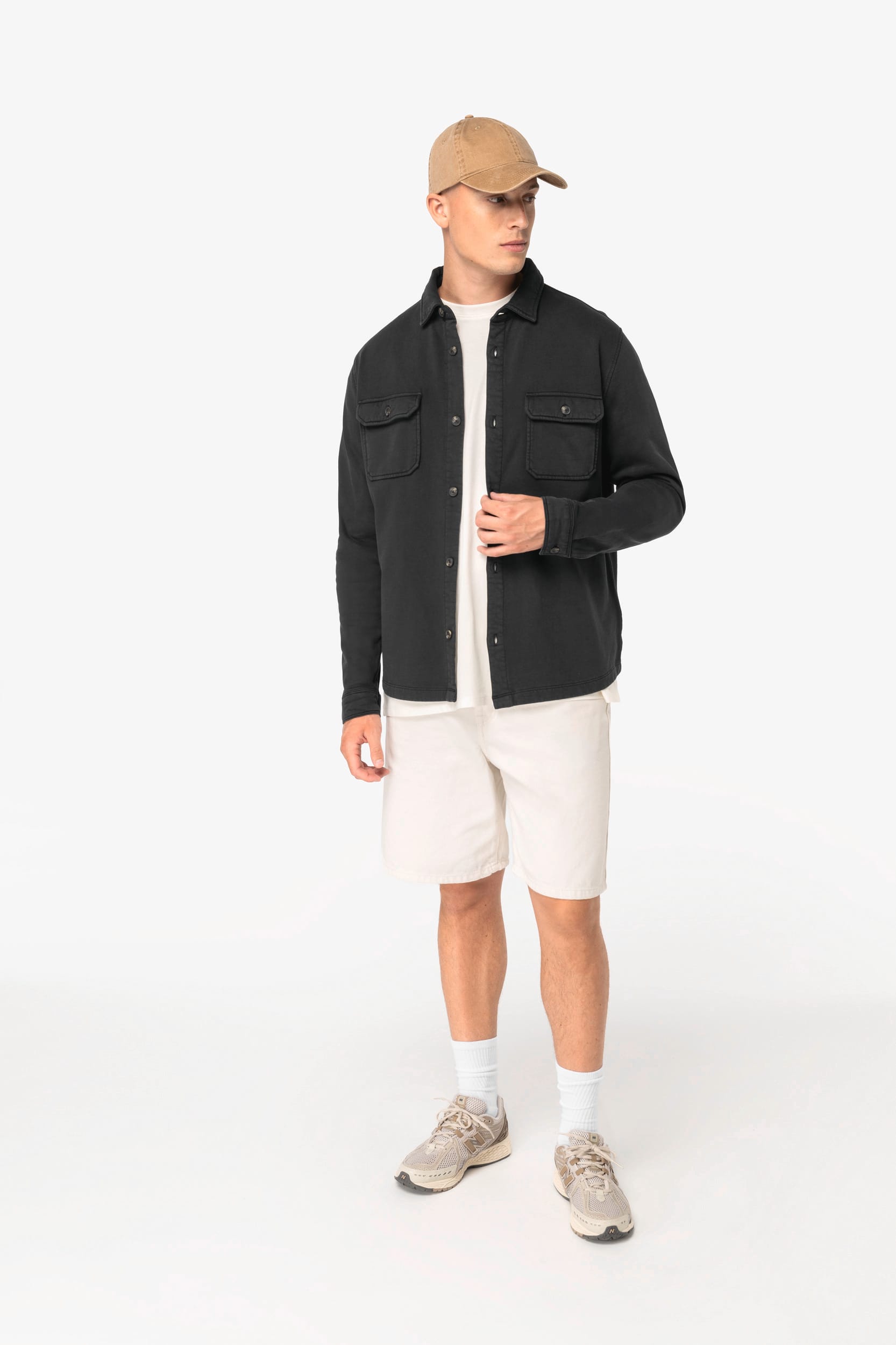 Surchemise en molleton de coton biologique lavé pour homme – 300 g/m² – NS521