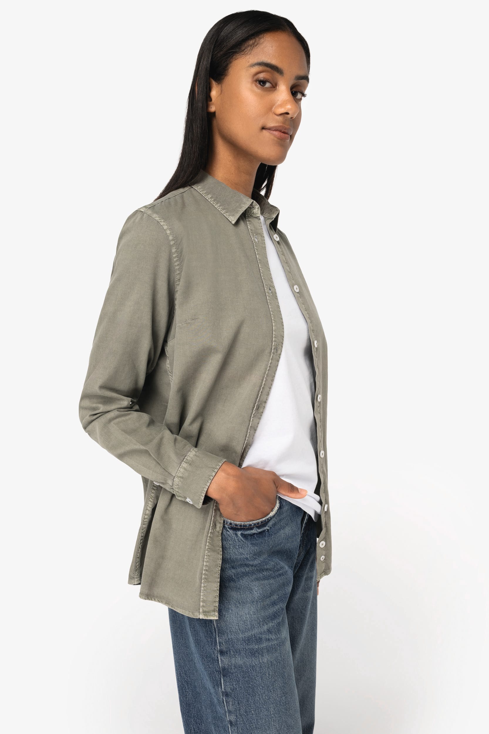 Camisa lavada para mujer - 135 g/m² - NS503