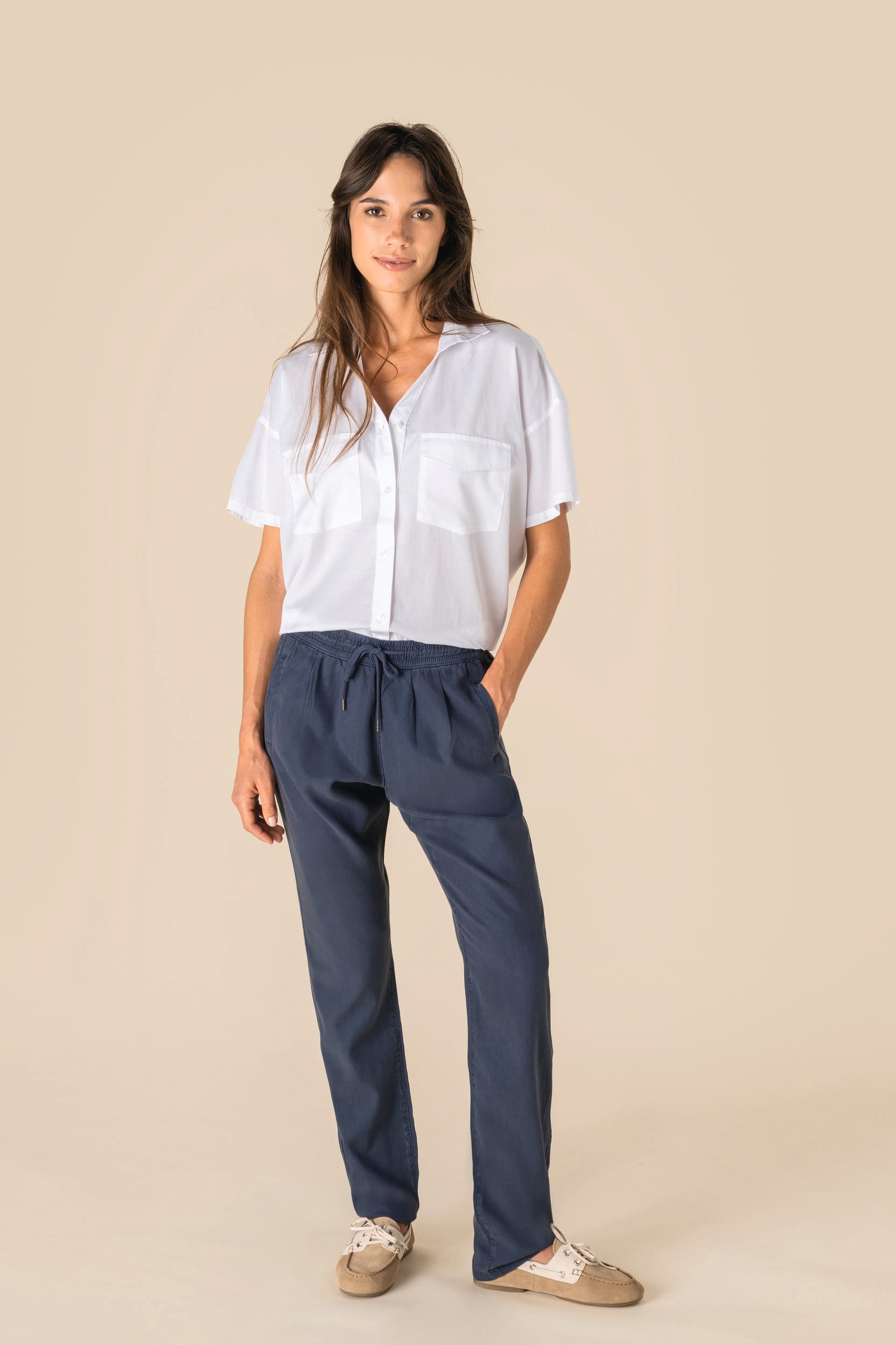 Pantaloni da donna in lyocell e cotone biologico lavati – 190 g/m² | SP724