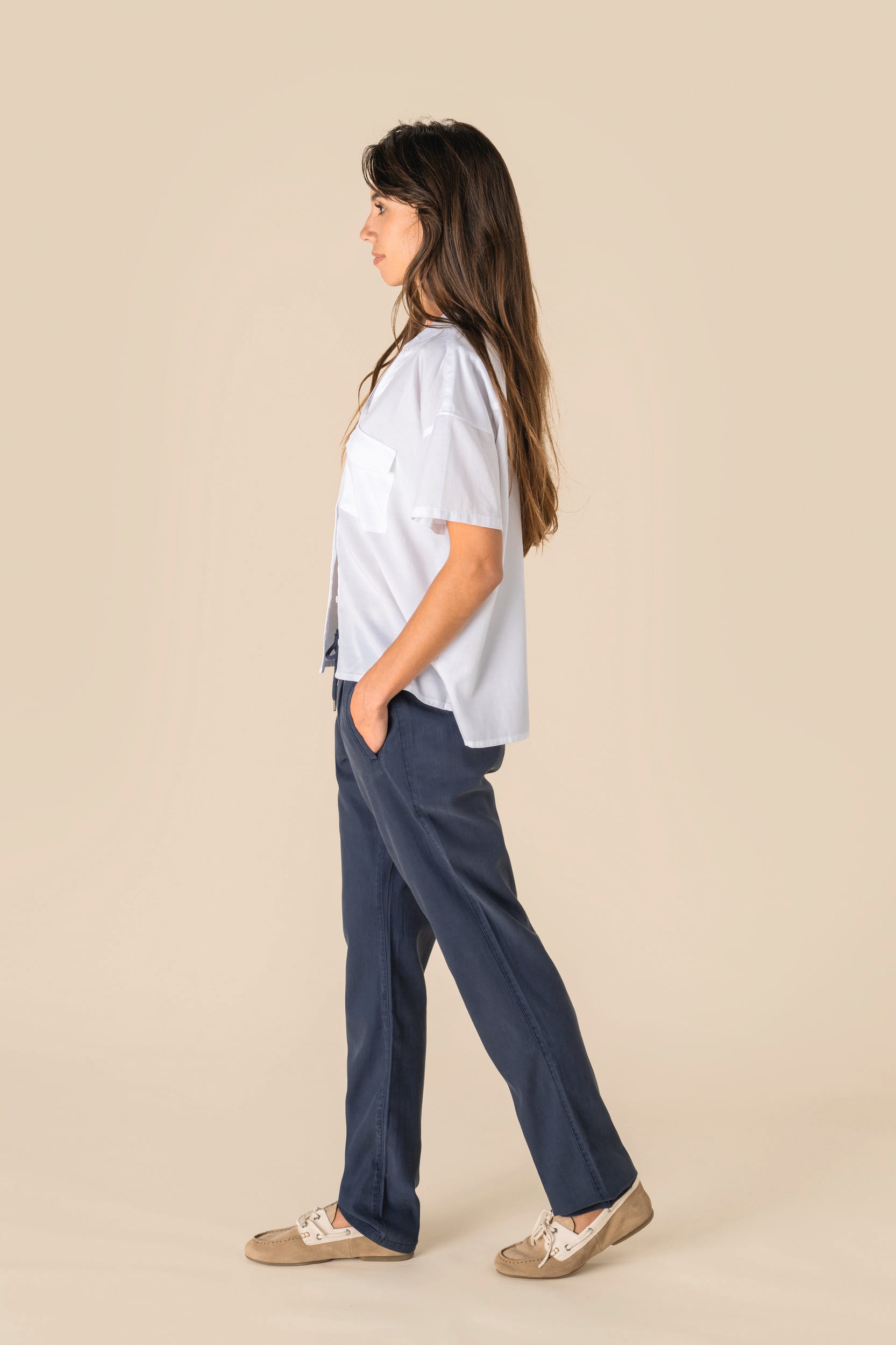 Pantaloni da donna in lyocell e cotone biologico lavati – 190 g/m² | SP724