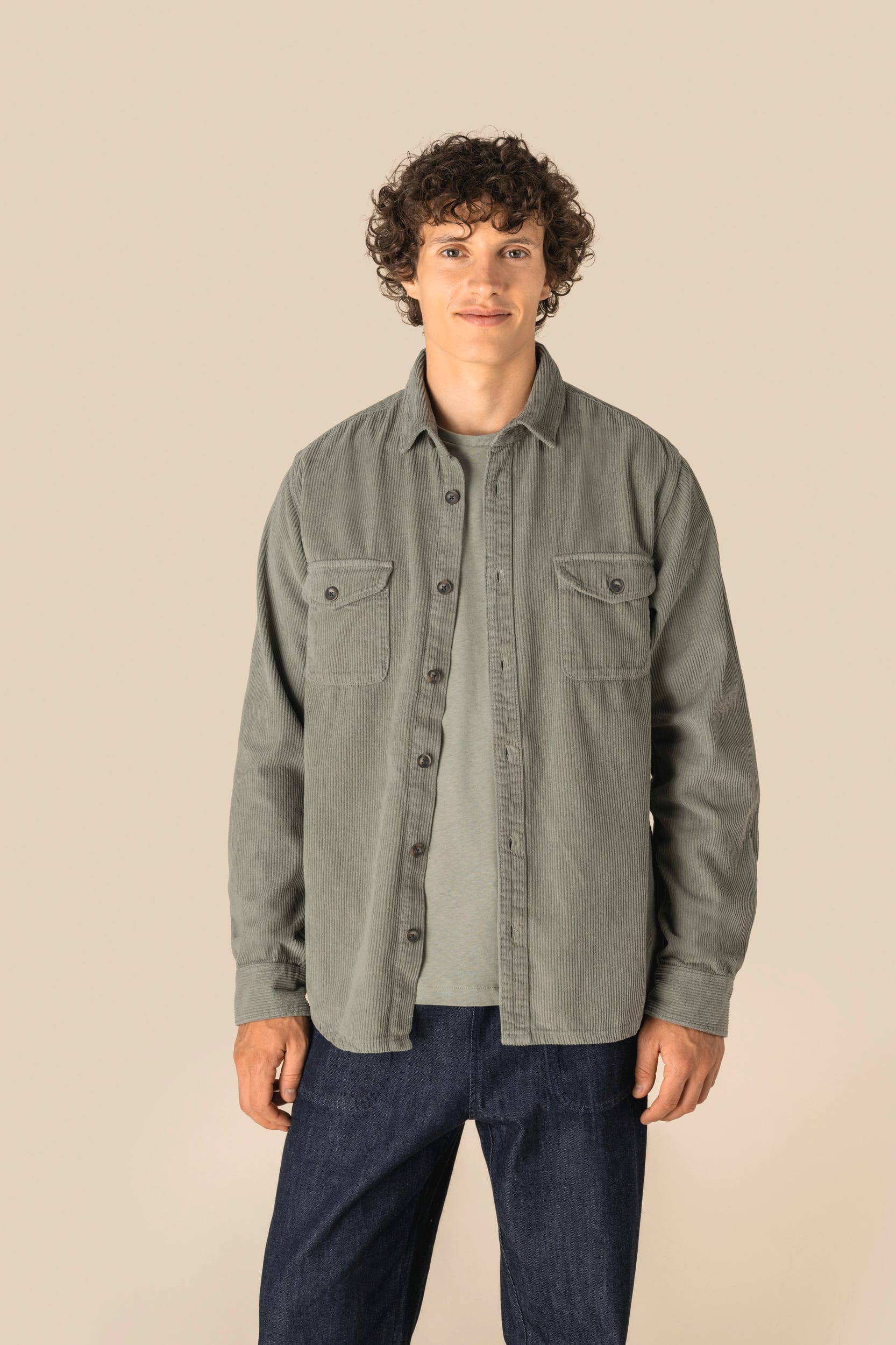 Gewassen Corduroy Overhemd voor Mannen – 320 g/m² | SP519