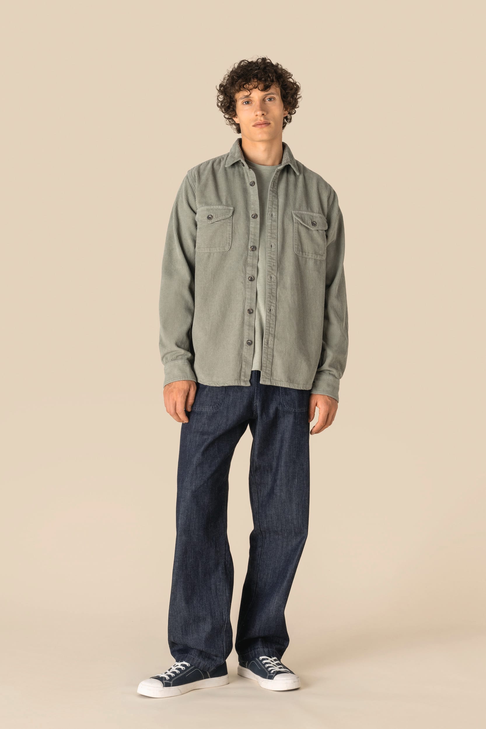 Gewassen Corduroy Overhemd voor Mannen – 320 g/m² | SP519