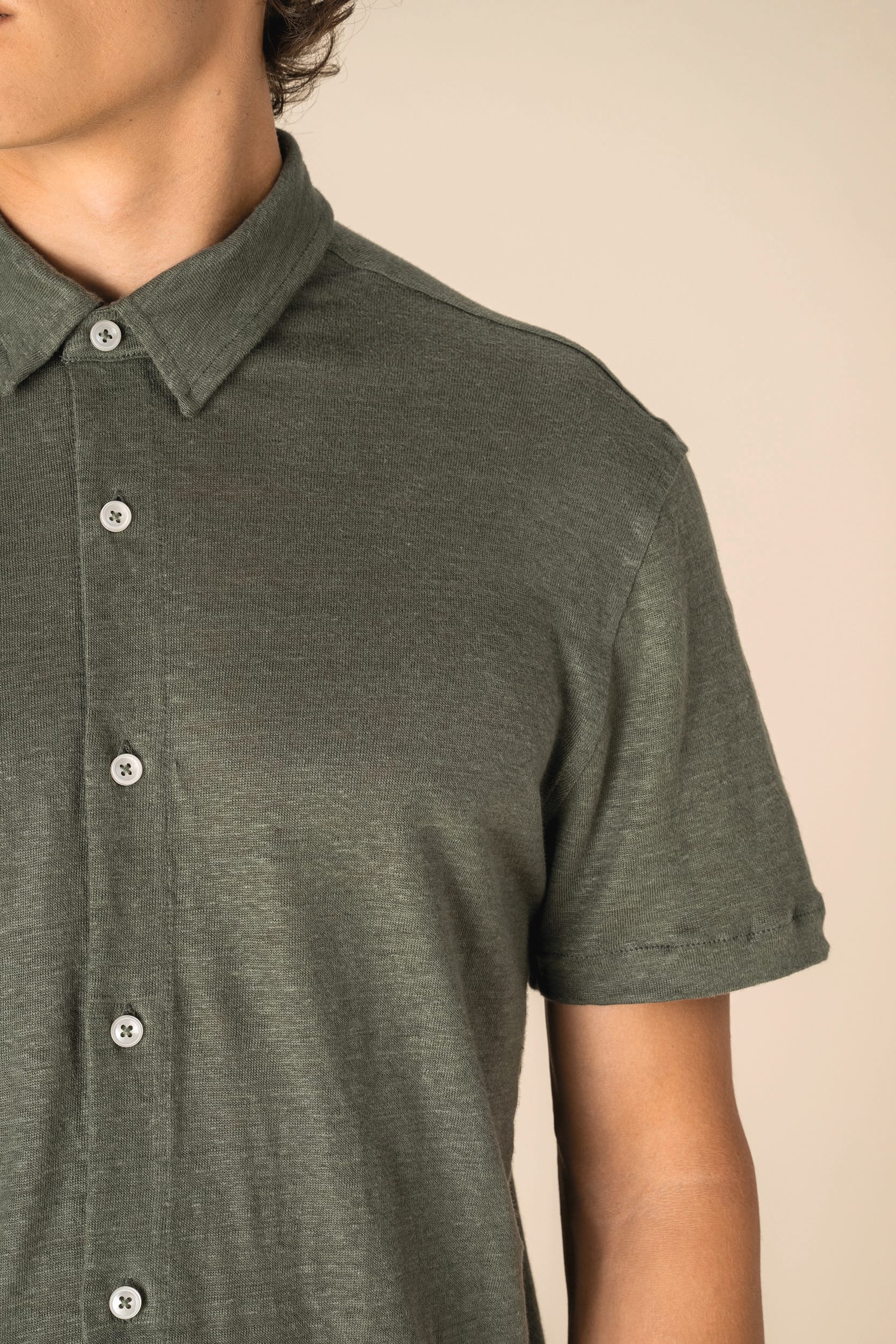 Spasso SP517 - Men's Linen Short-sleeved Shirt