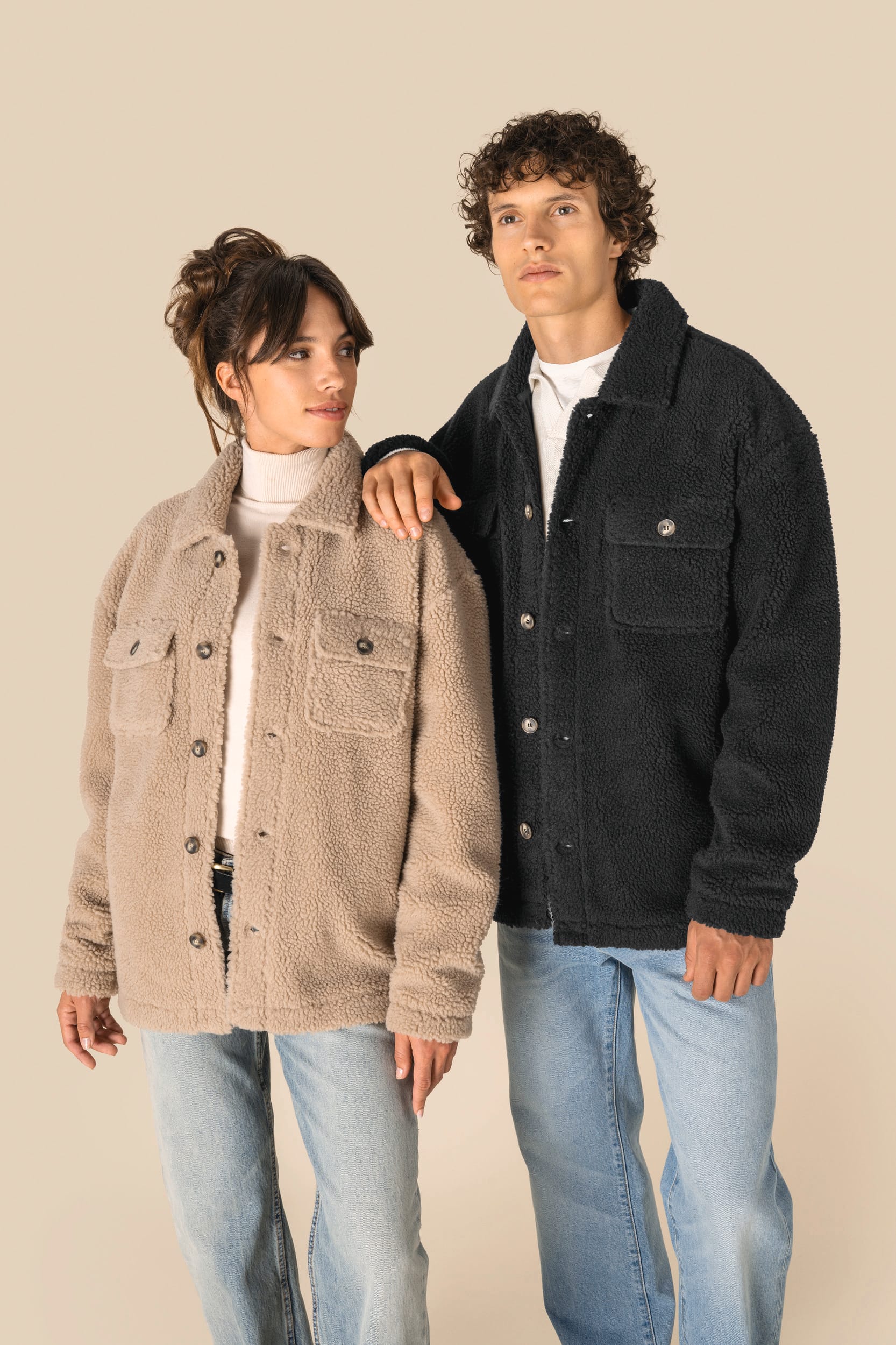 Spasso SP508 - Unisex Sherpa Dropped Shoulders Overshirt