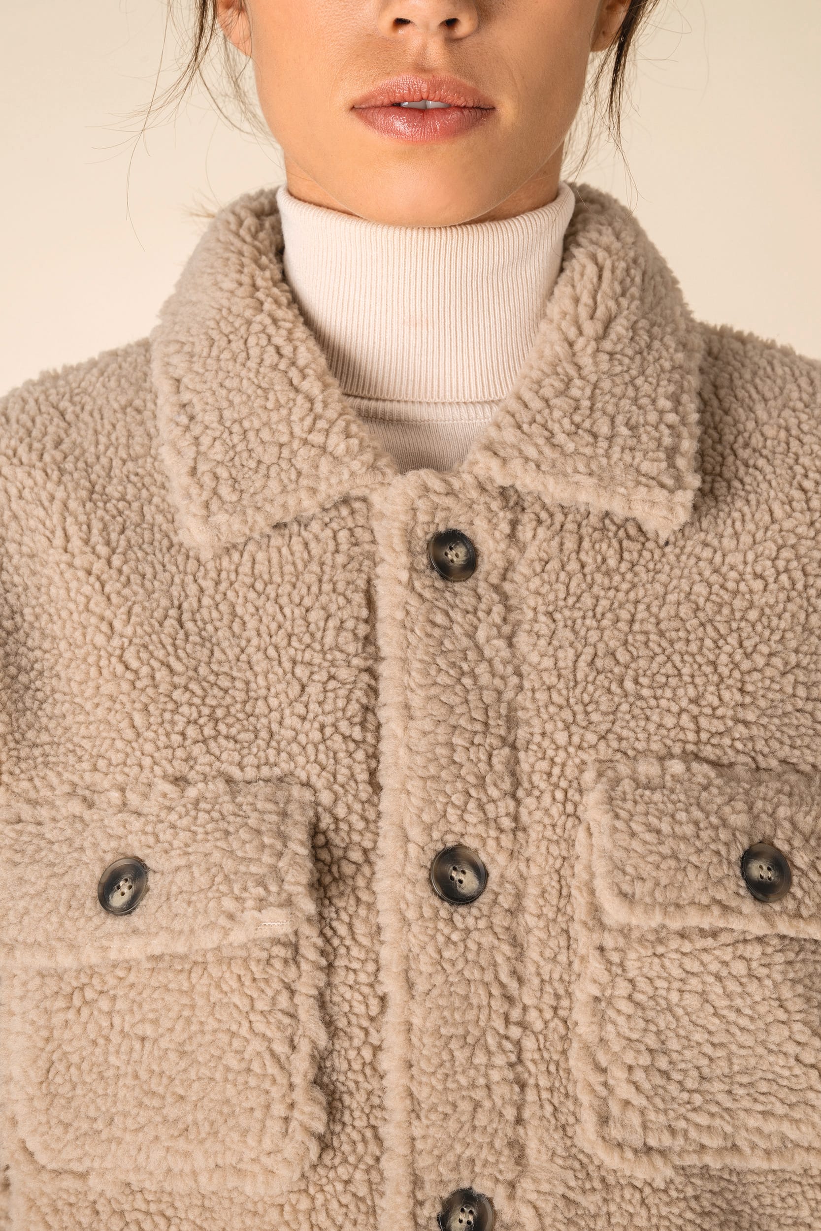 Spasso SP508 - Unisex Sherpa Dropped Shoulders Overshirt