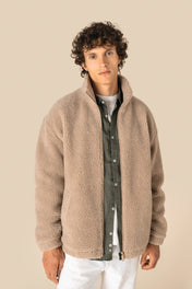 Spasso SP404 - Unisex Sherpa Dropped Shoulders Full Zip Sweatshirt
