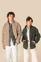 Spasso SP404 - Unisex Sherpa Dropped Shoulders Full Zip Sweatshirt