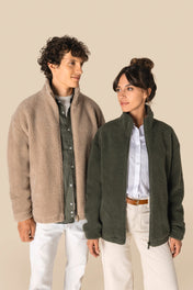 Spasso SP404 - Unisex Sherpa Dropped Shoulders Full Zip Sweatshirt