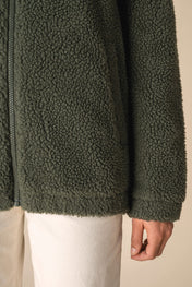 Spasso SP404 - Unisex Sherpa Dropped Shoulders Full Zip Sweatshirt