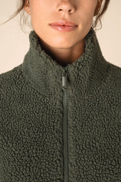 Spasso SP404 - Unisex Sherpa Dropped Shoulders Full Zip Sweatshirt