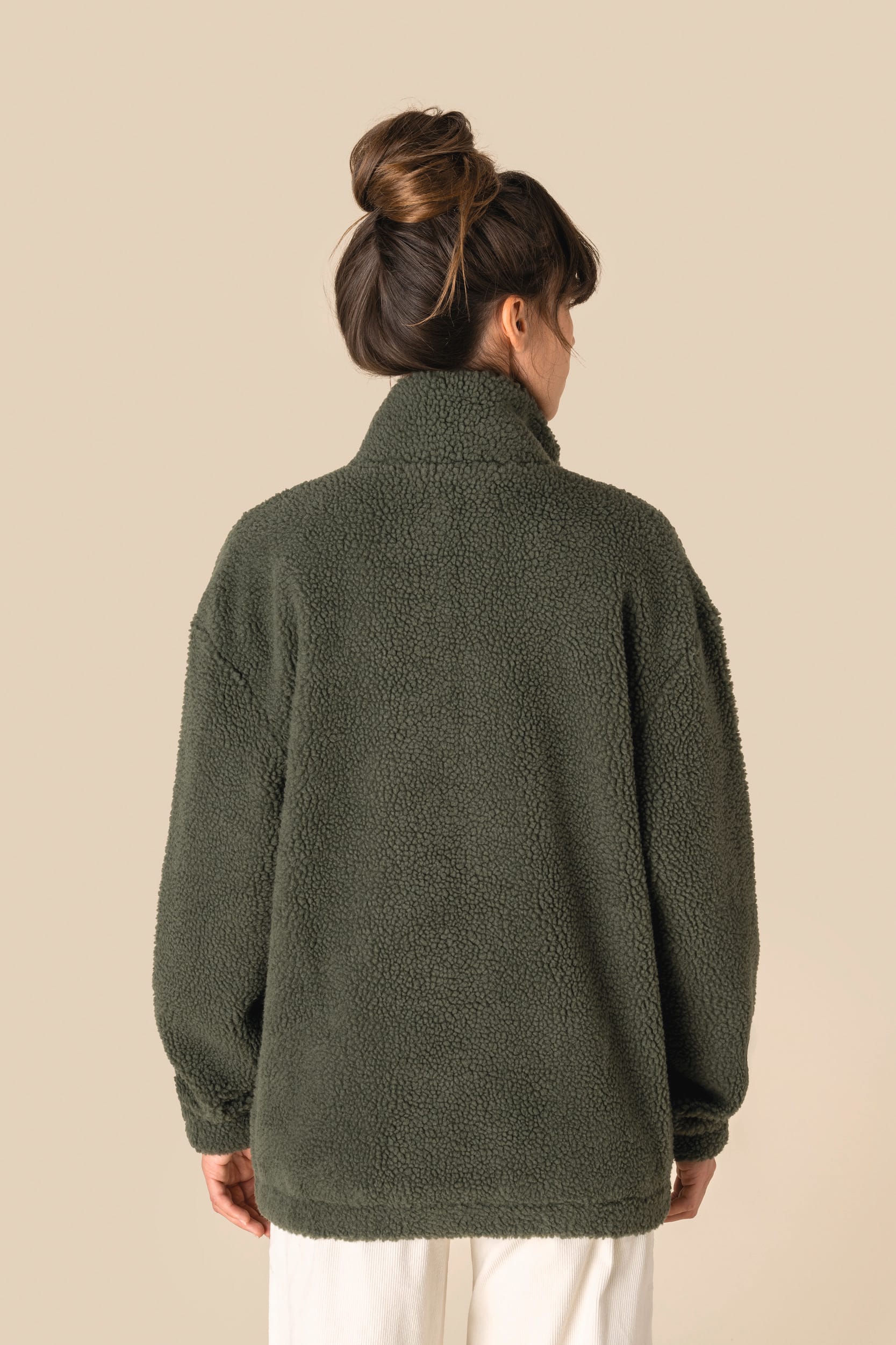 Spasso SP404 - Unisex Sherpa Dropped Shoulders Full Zip Sweatshirt