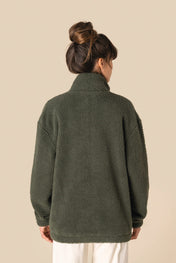 Spasso SP404 - Unisex Sherpa Dropped Shoulders Full Zip Sweatshirt