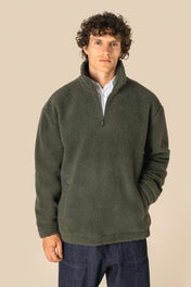 Spasso SP403 - Unisex Sherpa Dropped Shoulders Quarter Zip Sweatshirt